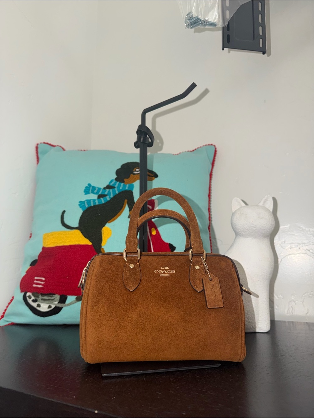 Coach Mini Rowan Brown Suede Crossbody Satchel CEQ65 NWT - Picture 6 of 7